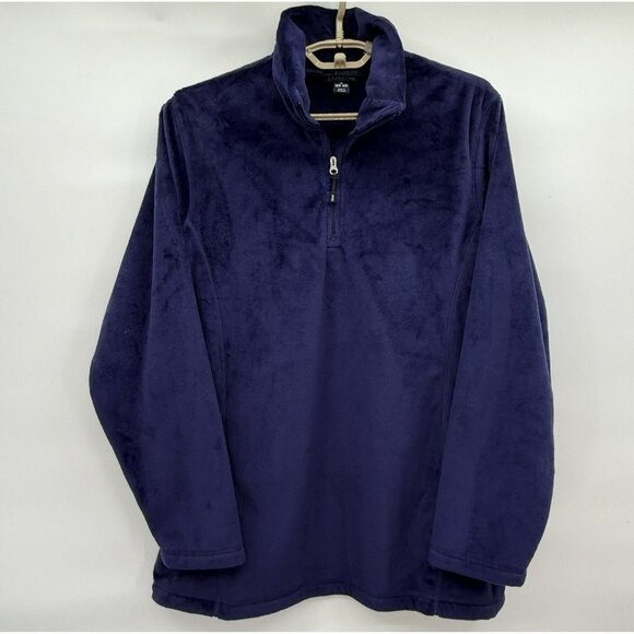 Ladies Lands' End Blue Fleece 1/4 Zip Mock Neck Pullover Size XL 16-18W SOFT - Picture 1 of 7